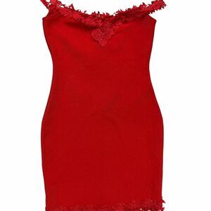 Donna Richardson Red mini dress with lace trim